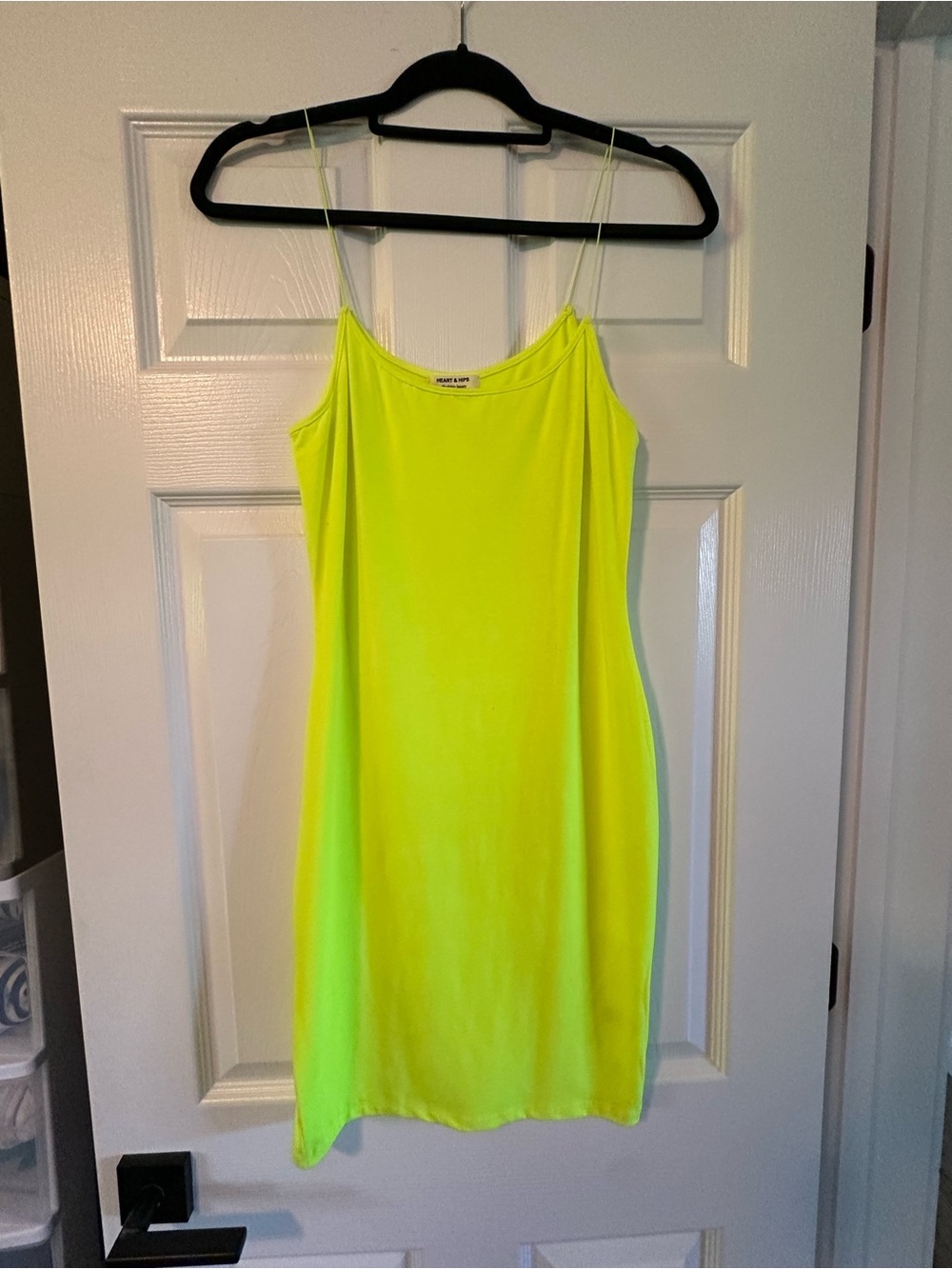 Heart Hips Neon Yellow Mini Dress with Spaghetti Straps